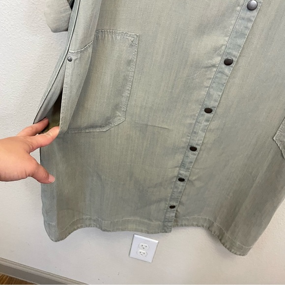 Soft Surroundings Chambray Roll Tab Sleeves Shirt Dress Green Size Large - Picture 4 of 8